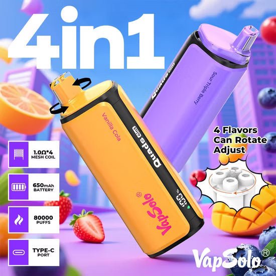 Vapsolo 80000 80K disposable vape 4 flavors 80000 puffs USB-C rechargeable